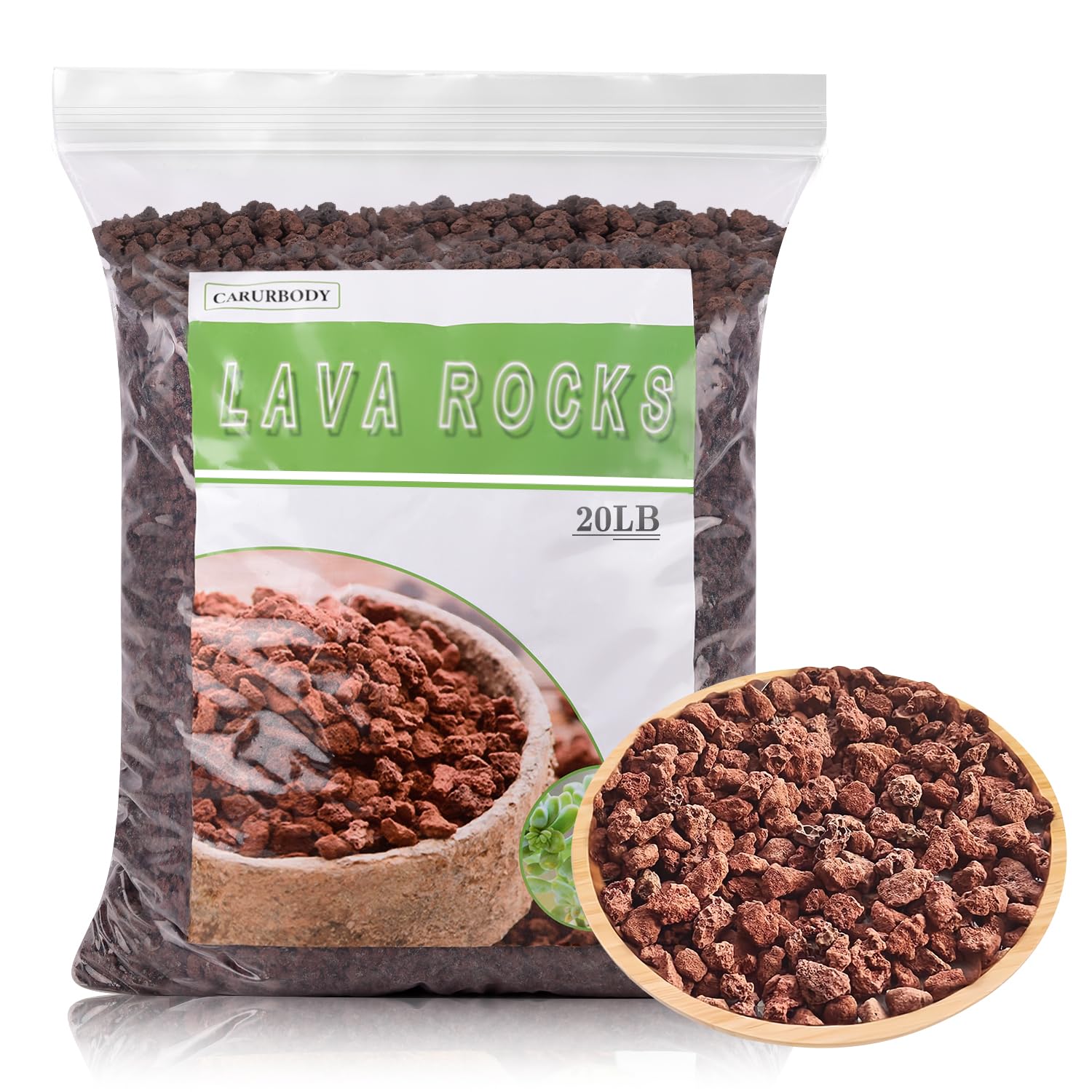 CARURBODY Lava Rocks for Plants -100% Pure Volcanic Rock No Dyes or Chemicals-Best Lava Stones Top Dressing for Cacti Succulents Plants,Bonsai (Red, 20LBS) Image