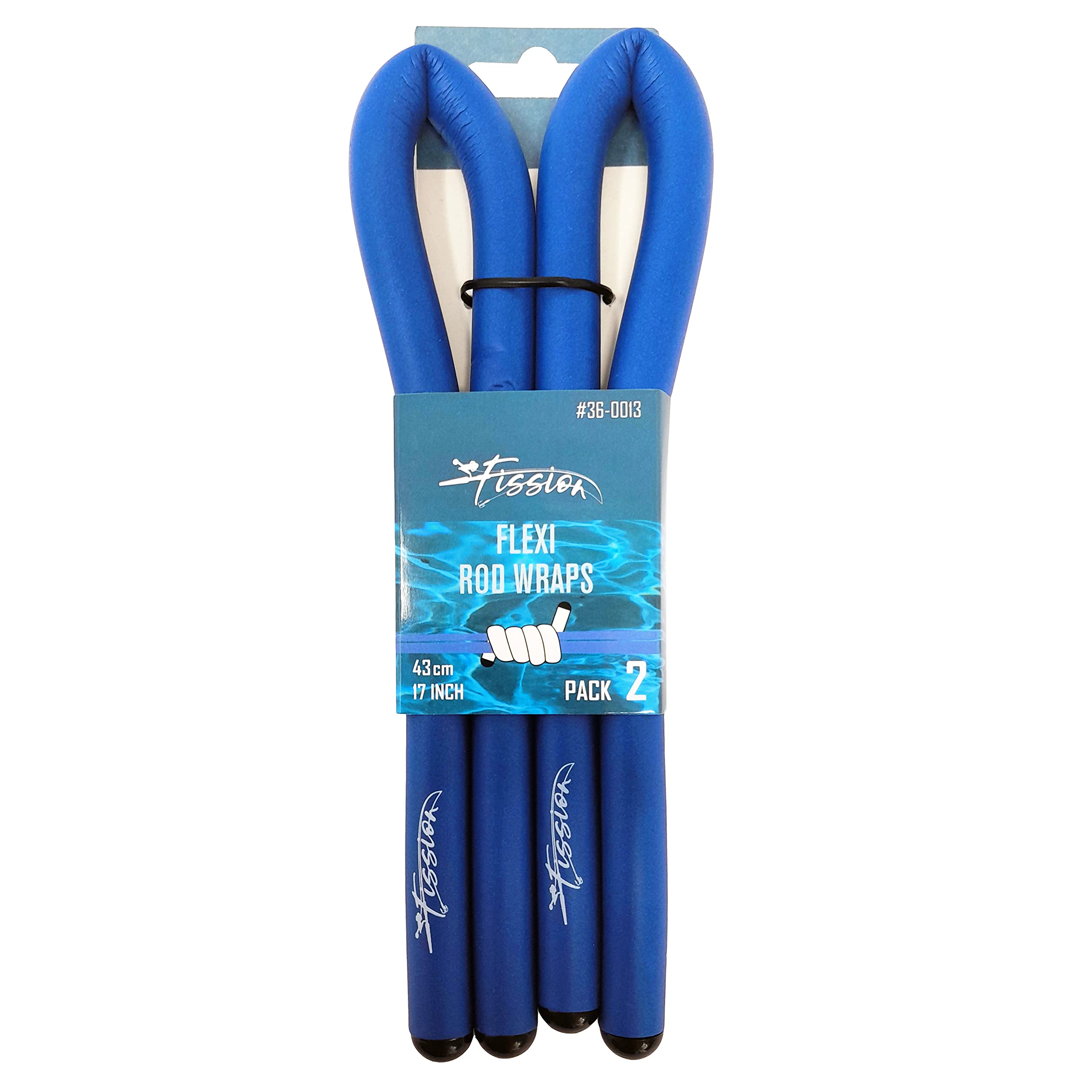 FISSION - 2 Pack of 43cm x 13mm - Fishing Rod Protection FLEXI WRAPS Anti Rub Protection for Storing All types of fishing Rods - Sea, Carp and Coarse [36-0013]