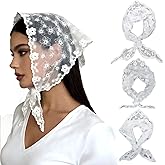 TOBETOPTOOLER 3 Pcs Bandanas for Women, Lace Head Scarf Triangle Hair Bandana Headband Cute Headscarf Boho Floral Kerchief