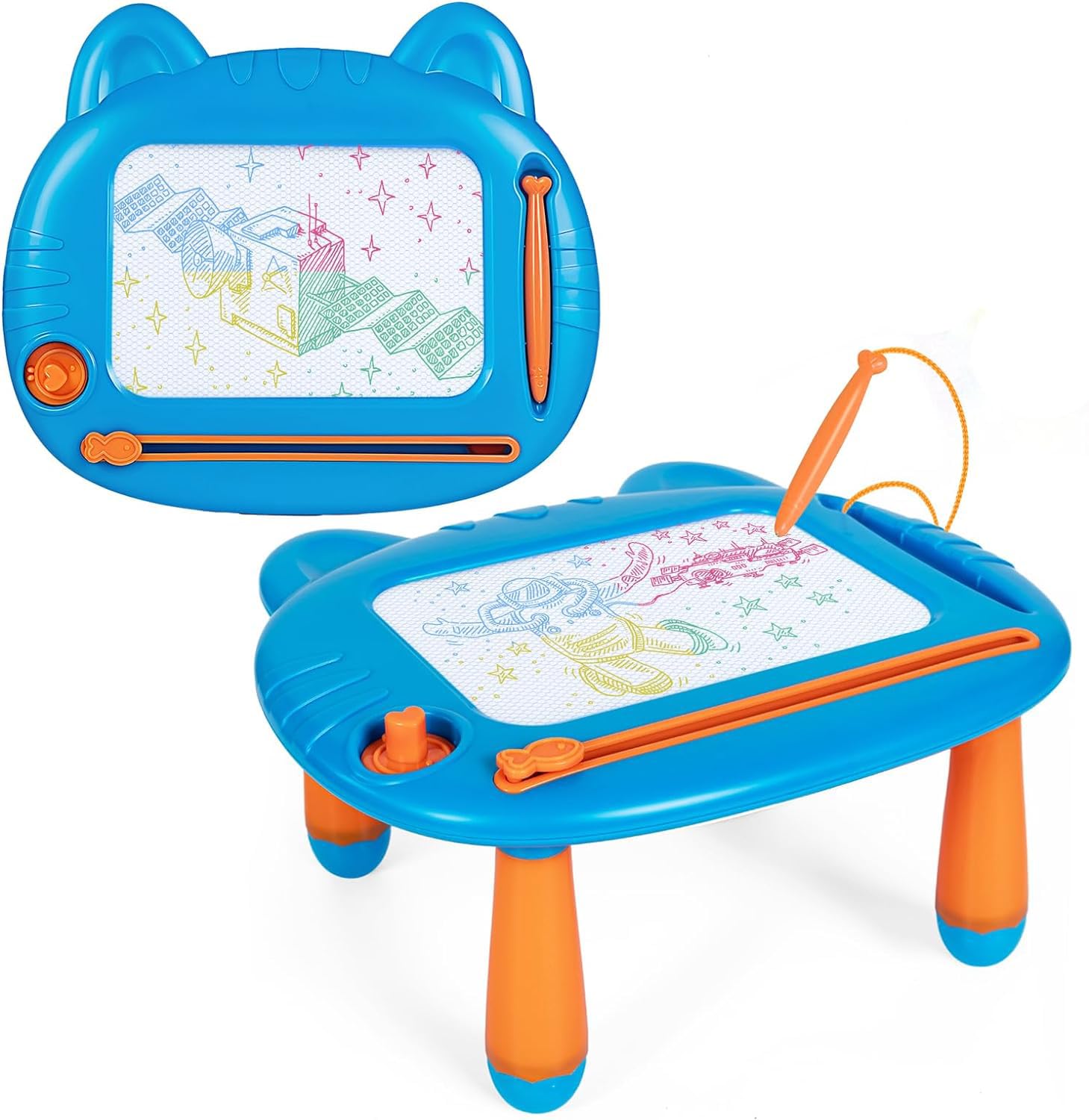 Xndryan Magnetic Drawing Board, Erasable Scribble Board Educational Learning Toys for Kids Christmas Birthday Gifts, Toddler Toys for 1 2 3 4 5 Year Old Boys (Blue)