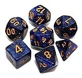 CREEBUY DND Dice Set Dark Blue Mix Black Nebula