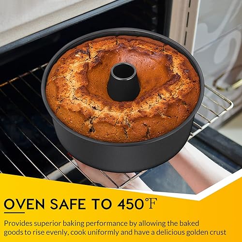 E-far Angel Food Cake Pan, 10-Inch Non-stick Tube Pan for Baking