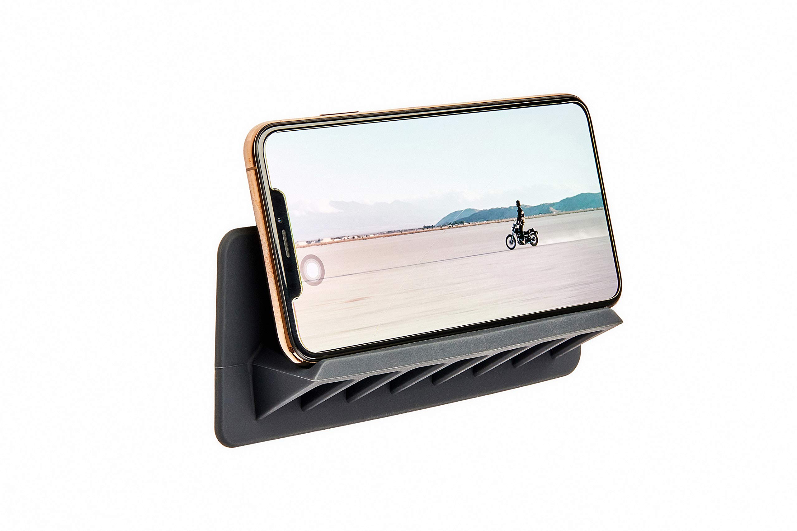 TOOLETRIES The Jack Shower Phone Holder - Designed for Shower Bath or Bathroom Mirror. Holds Any Phone Tablet ipad no-Residue Adhesive Grip to Shiny Surfaces (Charcoal)