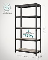 SONGMICS Set of 2 Shelving Units 40 x 90 x 180 cm 875 kg Load Greige/Black view 7