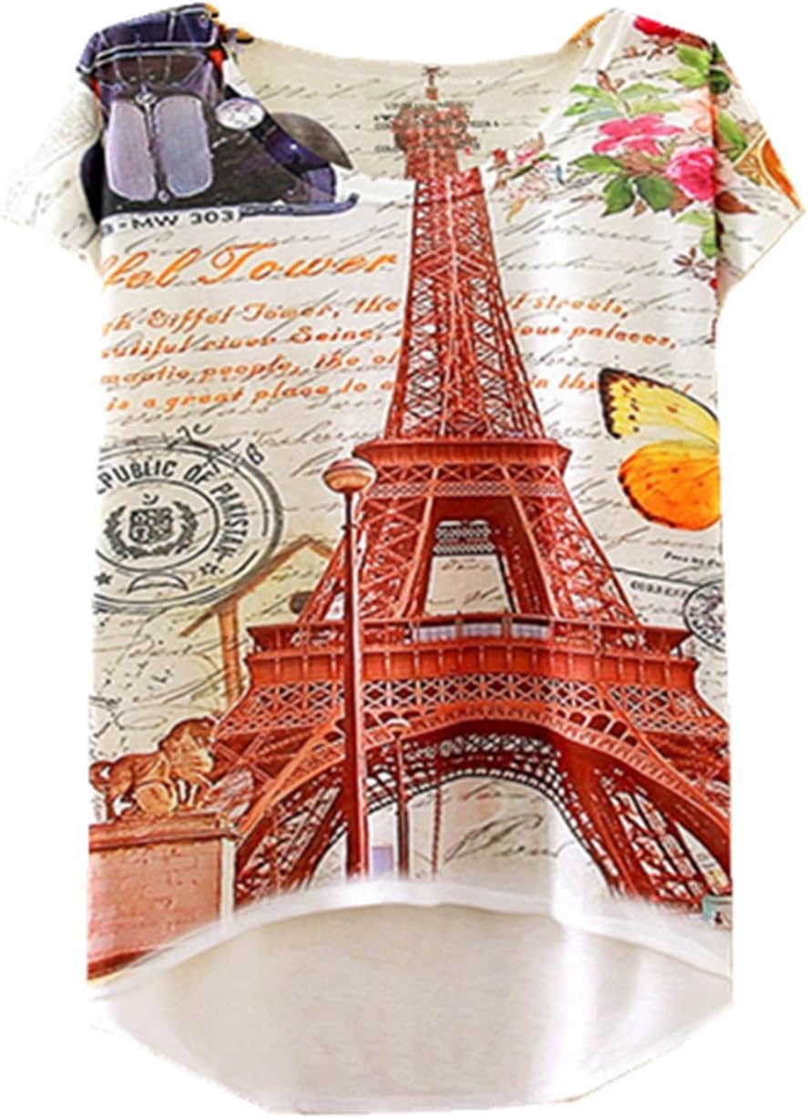 YICHUN Women Girls Thin Tops Leisure T-Shirt Casual Wear Tunic Blouse Tees Printing