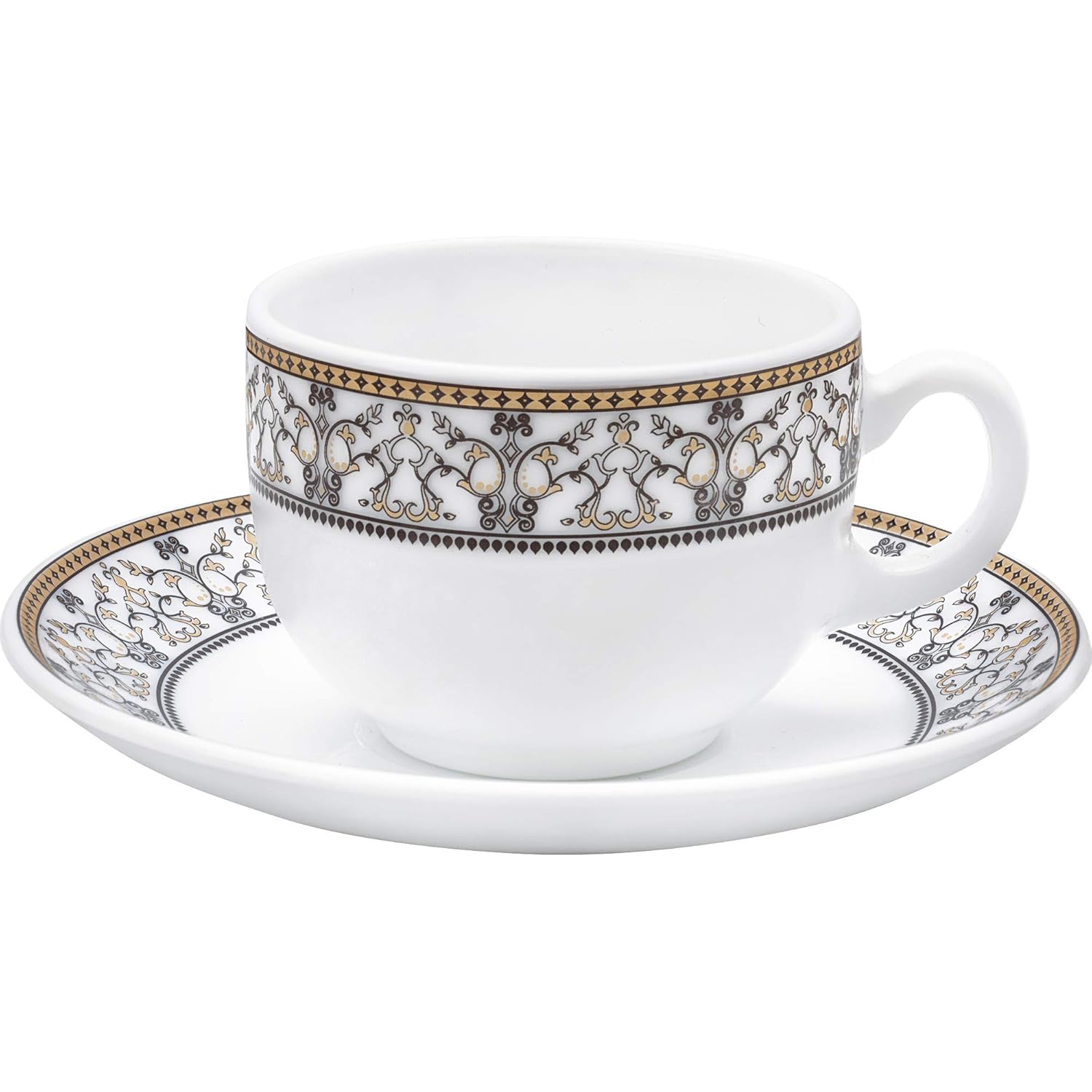 Buy LaOpala Glass Cup Saucer Set of 12 Pcs Moroccan Gold Online at Low