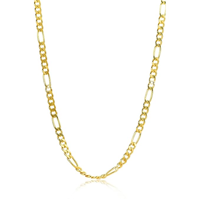 Orovi Damen Figarokette Halskette 8 Karat (333) GelbGold Figaro diamantiert Goldkette 1,9mm breit 45cm lange