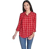 Nautica Womens Button Front Long Sleeve Roll Tab Shirt
