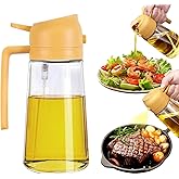 2 in 1 Oil Dispenser and Oil Sprayer, 470ml Oil Dispenser Bottle Spray and Pour, Glass Olive Oil Sprayer for Cooking, Food-Gr
