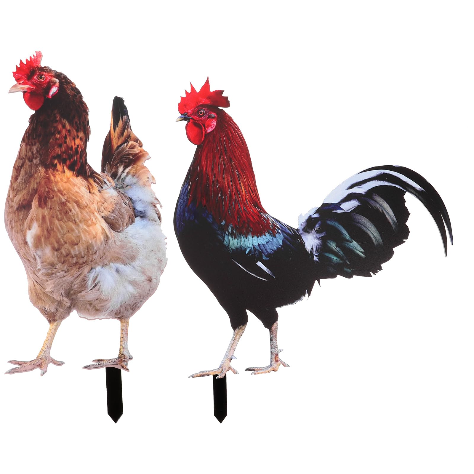 Yardwe 2pcs Chicken Rooster Yard Art Garden Stake Realistic Lifelike Hen Garden Poultry Statue Rooster Animals Sculpture for Yard Garden Lawn Outdoor Decor Ornaments