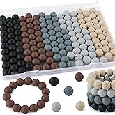 Kovict 160Pcs Silicone Beads 12mm Mix Color, Bulk Silicone Beads 12mm for Keychain and Bracelet Making(Black)