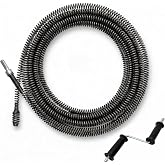Drain Cleaning Cable, 50 Ft x 3/8" Professional Drain Snake, 10 mm Flexible Hollow Core Sewer Auger Cable for 0.8" to 3.9" Pipes, for Toilet Sewer Shower Kitchen Bathroom Tub Clogged Drains