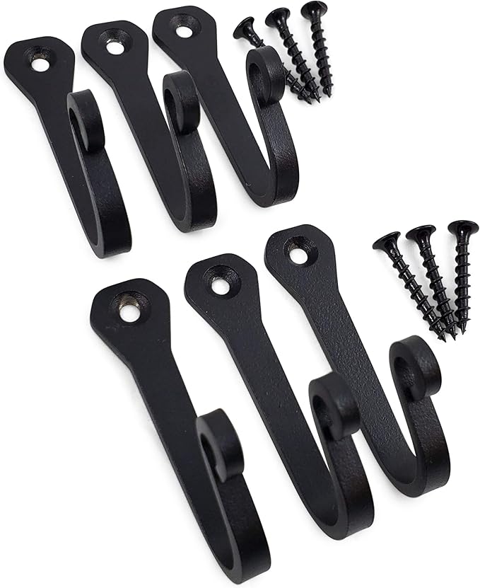 Decorative Wall Hooks 6Pack Vintage Farmhouse Inspired Rustic Multi