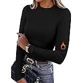 XIEERDUO Womens Long Sleeve Thermal Shirt Fleece Mock Neck Tops 2025 Fashion Slim Fit