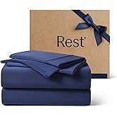 REST® Evercool®+ Cooling Sheet Set, King Size, Midnight Blue, Breathable Bed Sheets for Hot Sleeper and Night Sweats, with Pillowcases, with Ionic+ Self-Cleaning Silver Yarn for Sensitive Skin, 4PCS
