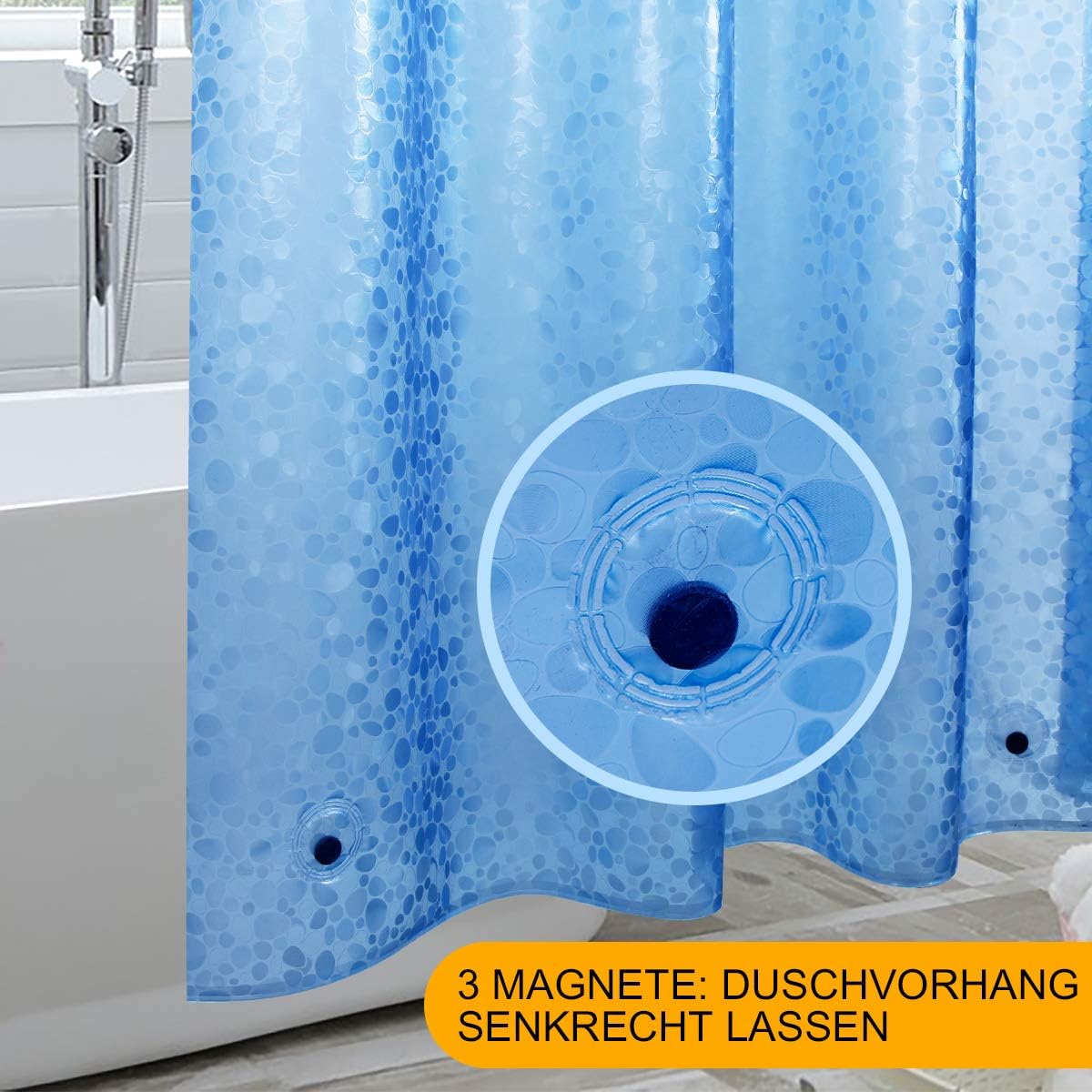 WELTRXE Shower Curtains, Waterproof Shower Curtain Liner, Mould Proof Mildew Resistant - Image 3