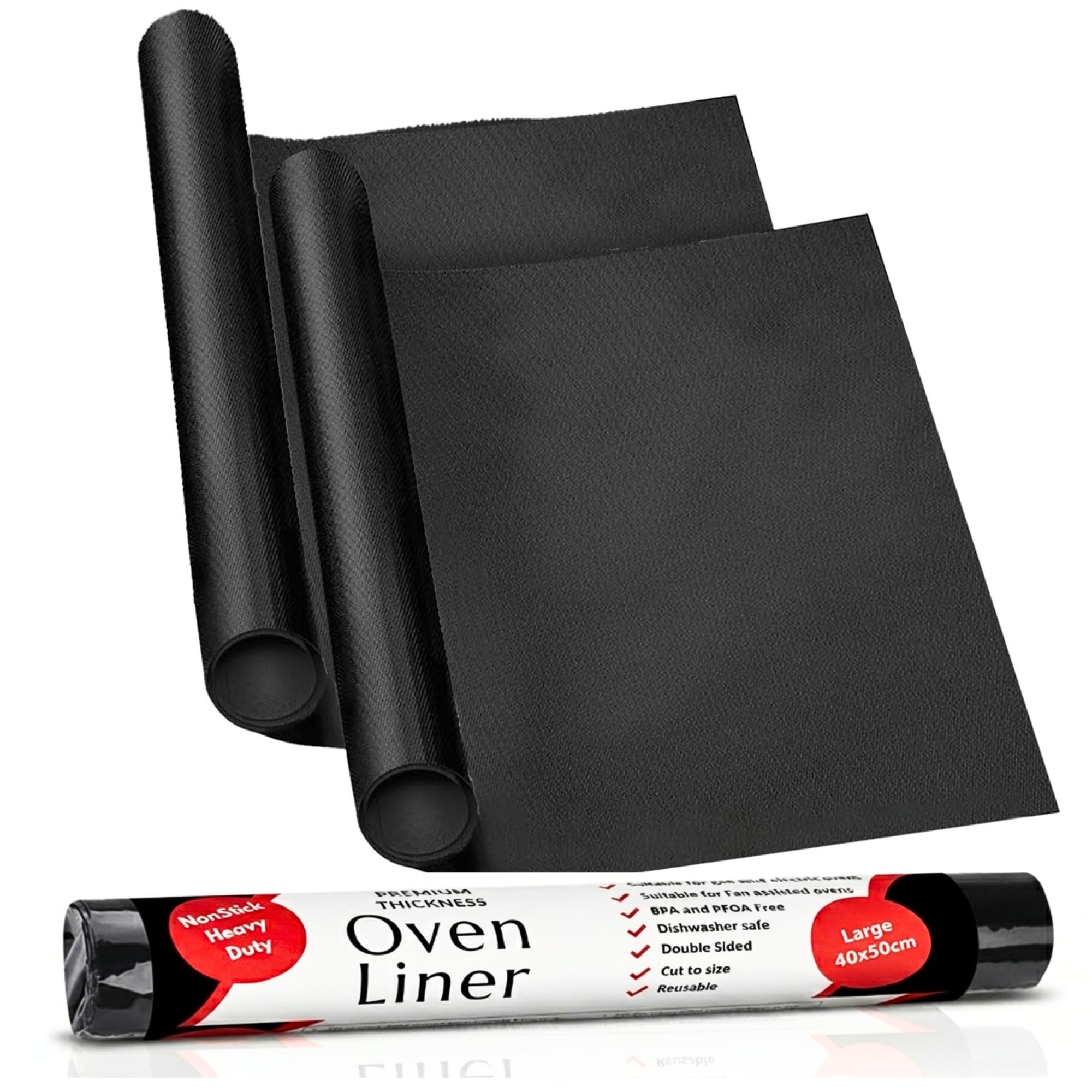Large Heavy Duty Oven Liner - 2 Pack Extra Thick Oven Liners for Fan Assisted Ovens 40 x 50cm - Reusable Non Stick Protector Sheets Mat for Bottom of Oven - BBQ Mats Easy-Clean - BPA-Free by Lxrious