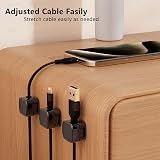 Ruamny 6 Pcs Black Magnetic Cable Holder Desktop Cord Organizer Self Adhesive view 3