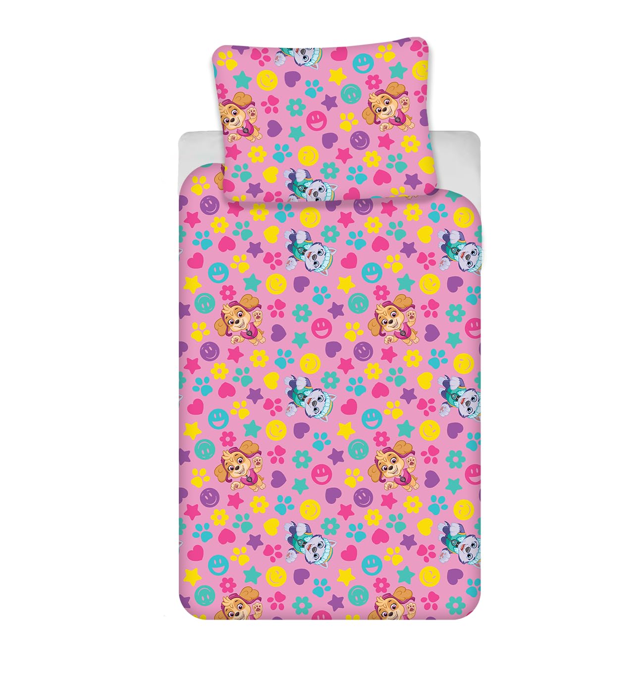 Paw Patrol Smiley Baby Bedding Set, 100% Cotton, Duvet Cover 100 x 135 cm + Pillowcase 40 x 60 cm