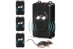 X-PEST Ultrasonic Mouse Deterrent for Cars and Indoor 4 Packs, Battery Operated Mouse Squirrel Deterrent with Strobe Light, Smart Detection Keep Mice Out of Car, Boat Garage Attic Barn