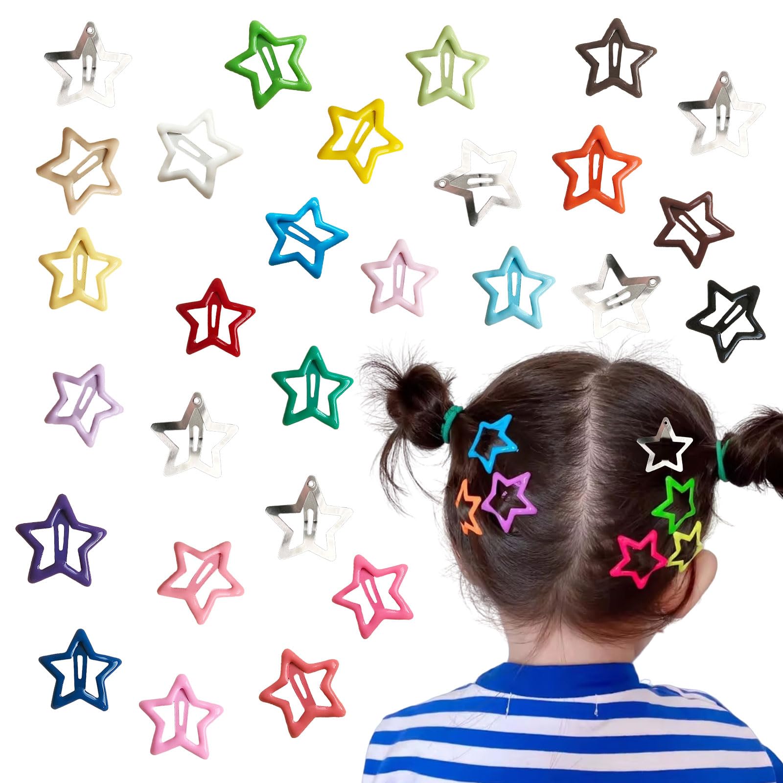 Snap Hair Clips, 45 Pcs Star Hair Clips Non-Slip Metal Hair Clip Barrettes BB Hairpin Y2K Hair Accessories for Children Women Girls (Multi-colored)
