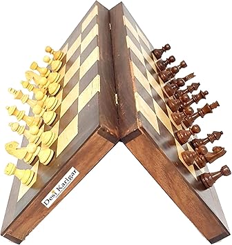 Desi Karigar Collectible Folding Wooden Chess Game Board Set 12 inches with Magnetic Crafted Pieces