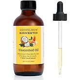 Soothing House Almond Coconut Unscented Moisturizing Body Oil with Fractionated Coconut Oil, Vitamin E, Radiant Looking Glow and Skin Hydration, Instant Absorption, Body, After-Shower oil, 4 Ounces