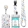 ID Badge Holder with Lanyard, Retractable Badge Holders Reels with Lanyards Adjustable, for Women Kids Teacher Nurses Doctor Student