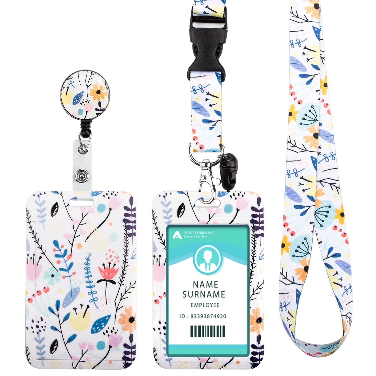 Lanyard with Card Holder, Adjustable Retractable Lanyards ID Badge Holder, for ID Card, Office, School(White) โ image 1