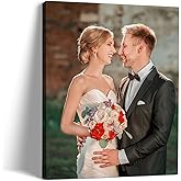 Custom Canvas Prints With Your Photos, Customized Picture On Canvas Print, Personalized Wall Framed Gifts for Family Anniversary Baby Pet Wedding Christmas Graduation Decor for Men/Women 8 x 8in