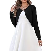 Zeagoo Cropped Cardigan Sweaters for Women Long Sleeve Knit Open Front Bolero Shrug for Dresses