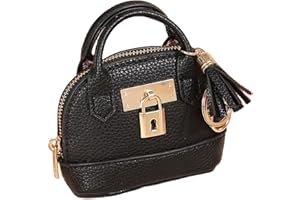 QeenRTUU Mini Tote Bag Keychain Coin Purse Pu Leather Key Chain Small Change Purse for Women Keychain Pouch Mini Makeup Bag Cute Zipper Coin Purse Small Wallets (Black)