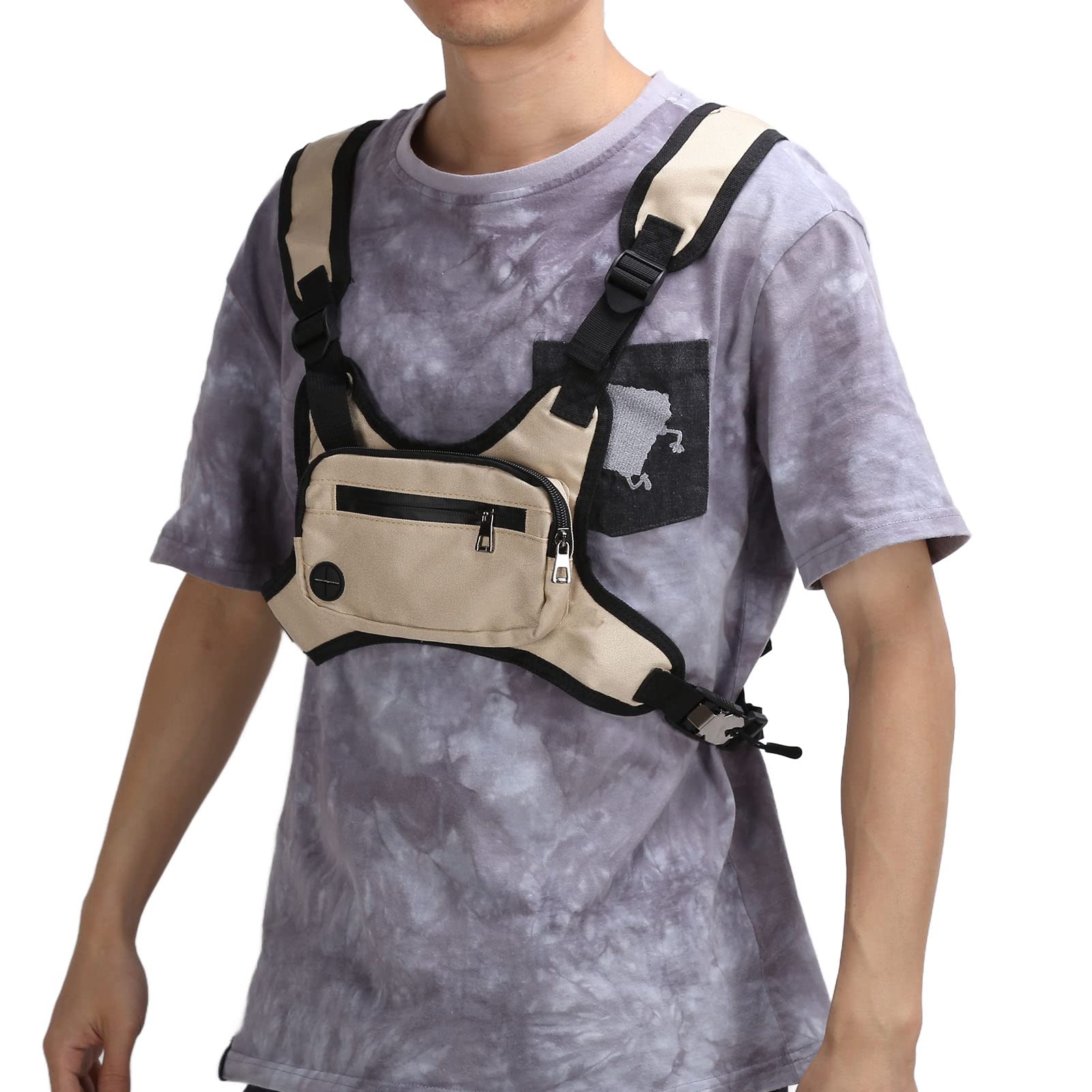 Running Phone Holder Vest,Running Vest Phone Holder,Running Vest with Earbud Case Pocket,Chest Pack Lightweight Running Pack Cell Phone and Accessories Holder for Running Hiking Cycling