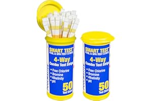 Poolmaster 22200 Smart 4-Way Swimming Pool and Spa Water Chemistry Test Strips, 100 Count, 2 Pack, Made in The USA, Yellow