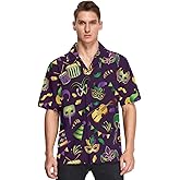 Fisyme Hawaiian Shirt for Men Loose-Fit Short Sleeve Button Down Beach Casual Shirts