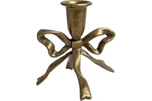 Bow Candle Holder, Bow Metal Taper Candle Holder 5" H x 4.81 W, Gold, Black, Decorative Candle Holders for Centerpiece, Table