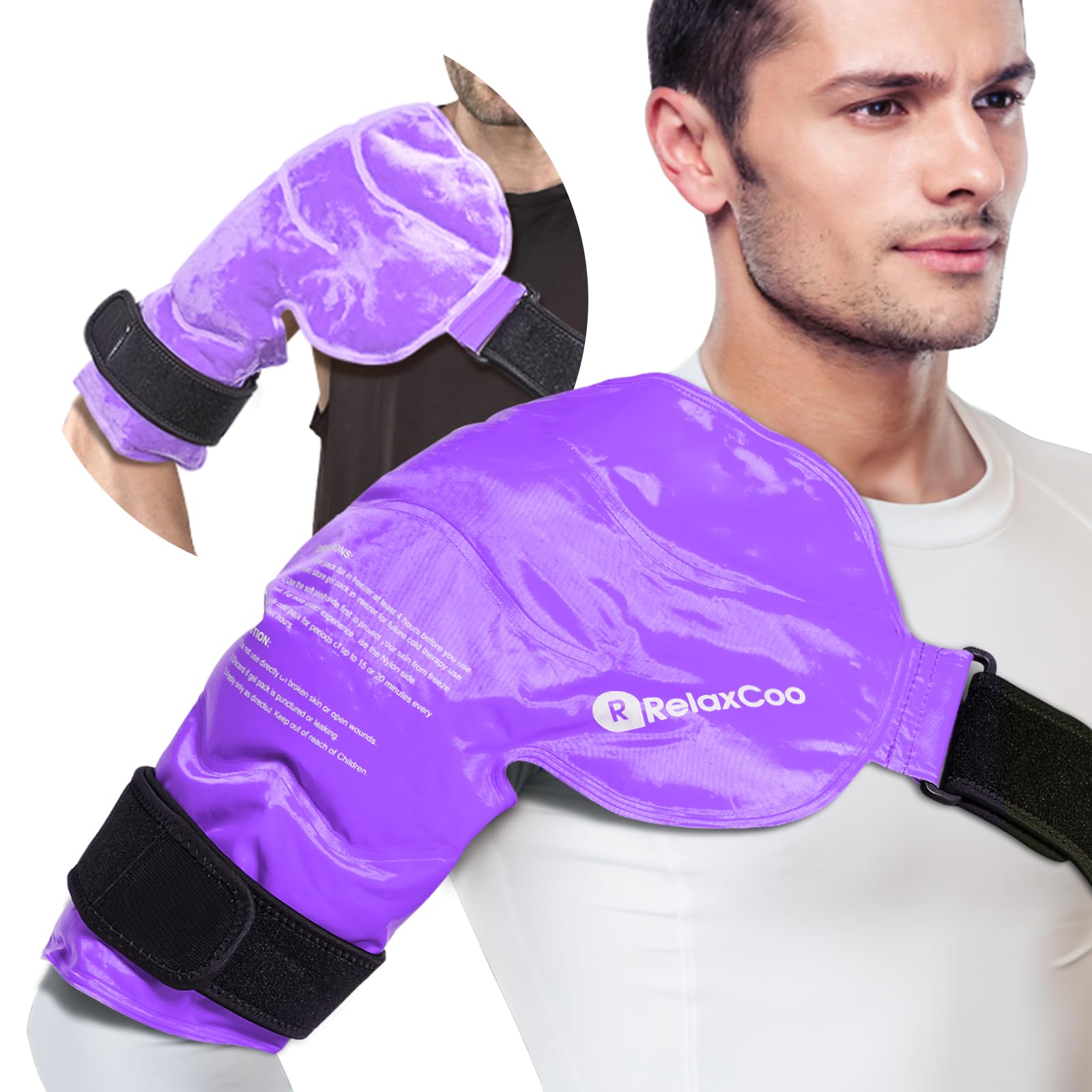 Photo 1 of RelaxCoo XL Shoulder Ice Pack Rotator Cuff Cold Therapy, Reusable Gel Ice Wrap for Shoulder Injuries & Pain Relief, Bursitis, Tendonitis, Swelling, Recovery for Man and Women Purple