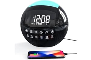 PPLEE White Noise Machine with 42 Non Looping Natural Sleeping Sounds for Baby Adults,Dual Alarm Clock for Bedrooms with 2 Charger Ports,7 NightLights,6 Timers,9 Alarms,Adjustable Brightness,Memory Function