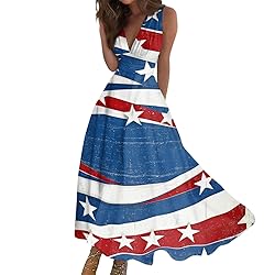 CHRATLHI 4th of July Dress Women Summer Red White