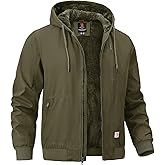 TBMPOY Men's Winter Jackets Hooded Work Cotton Fleece Lined Duck Coats Flannel Active Workwear Coat