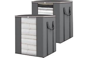 2 Pack 120L Extra Large Blanket Storage Bags, Foldable Comforter Storage with Reinforced Handles, Clothes Storage Containers 