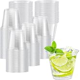 Lamosi 100 Pack 9 oz Clear Plastic Cups Disposable Cups | for Wine Cocktail Punch, Sturdy &amp; Food Safe Plastic Cup for Party &amp; Wedding, BBQ Gathering, Holiday Celebration