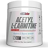 EHP Labs Acetyl L Carnitine Powder - Supports Natural Energy Production, Assists in Healthy Brain Function, Supports Heart Health, Vegan, Gluten Free, Non GMO - 100 Servings