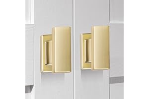 VEHCIL 10 Pack Square Brushed Brass Gold Cabinet Knobs,Single Hole Cabinet Handles Gold Knobs for Cabinets and Drawers Cupboard Closet Bathroom Dresser Hardware,Solid Zinc Alloy