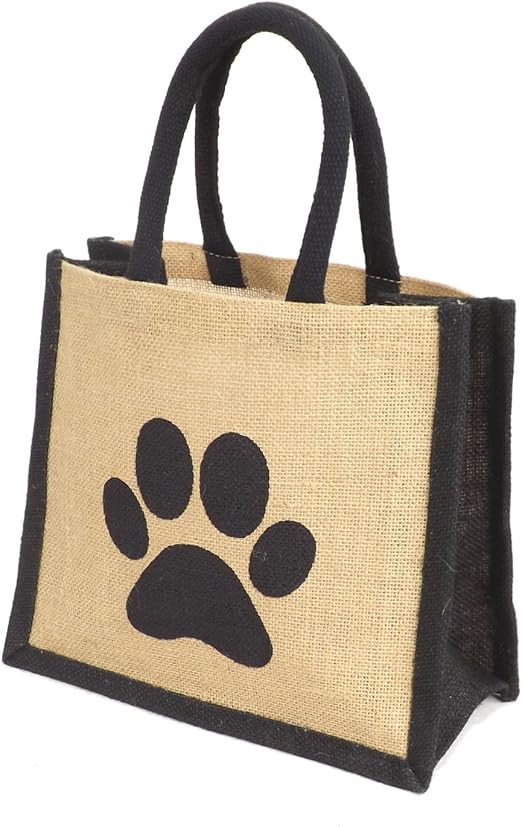 Jute Imprimé En Toile De Jute Sac De Patte De Chien Tissu Noir Small