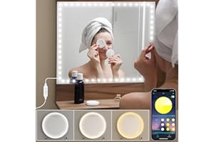 MATICOD Vanity Lights for Mirror, 3 Color Mirror Lights Makeup Light with Button/App Control, Led Lights, Vanity Light, Stick On Install (Mirror Not Included) 13ft