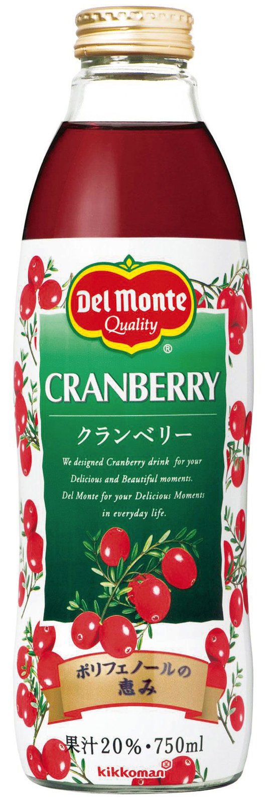 kikkoman(デルモンテ飲料) デルモンテ クランベリー 750ml×6本 ボトル の商品画像