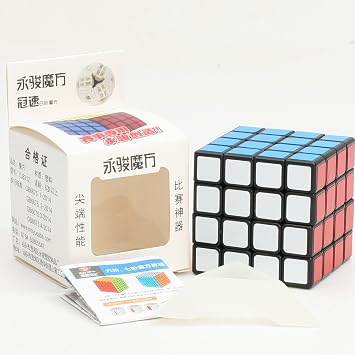YJ GuanSu 4 x 4 x 4 Black Cube Magic Puzzle