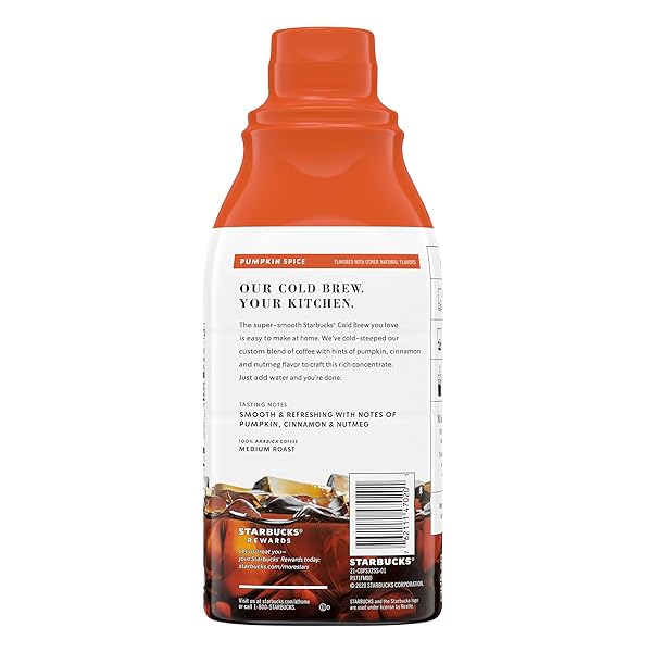 STARBUCKS COLD BREW COFFEE CONCENTRATE, PUMPKIN SPICE NATURALLY FLAVORED, LIMITED EDITION, 100% ARABICA, MULTI-SERVE BOTTLE (32 FL OZ)