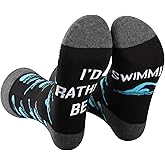 PXTIDY 2 Pairs Funny Swimming Sock Swimming Team Gifts Swimming Lover Gift Swim Gift Swimmer Sock I'd Rather Be Swimming Sock